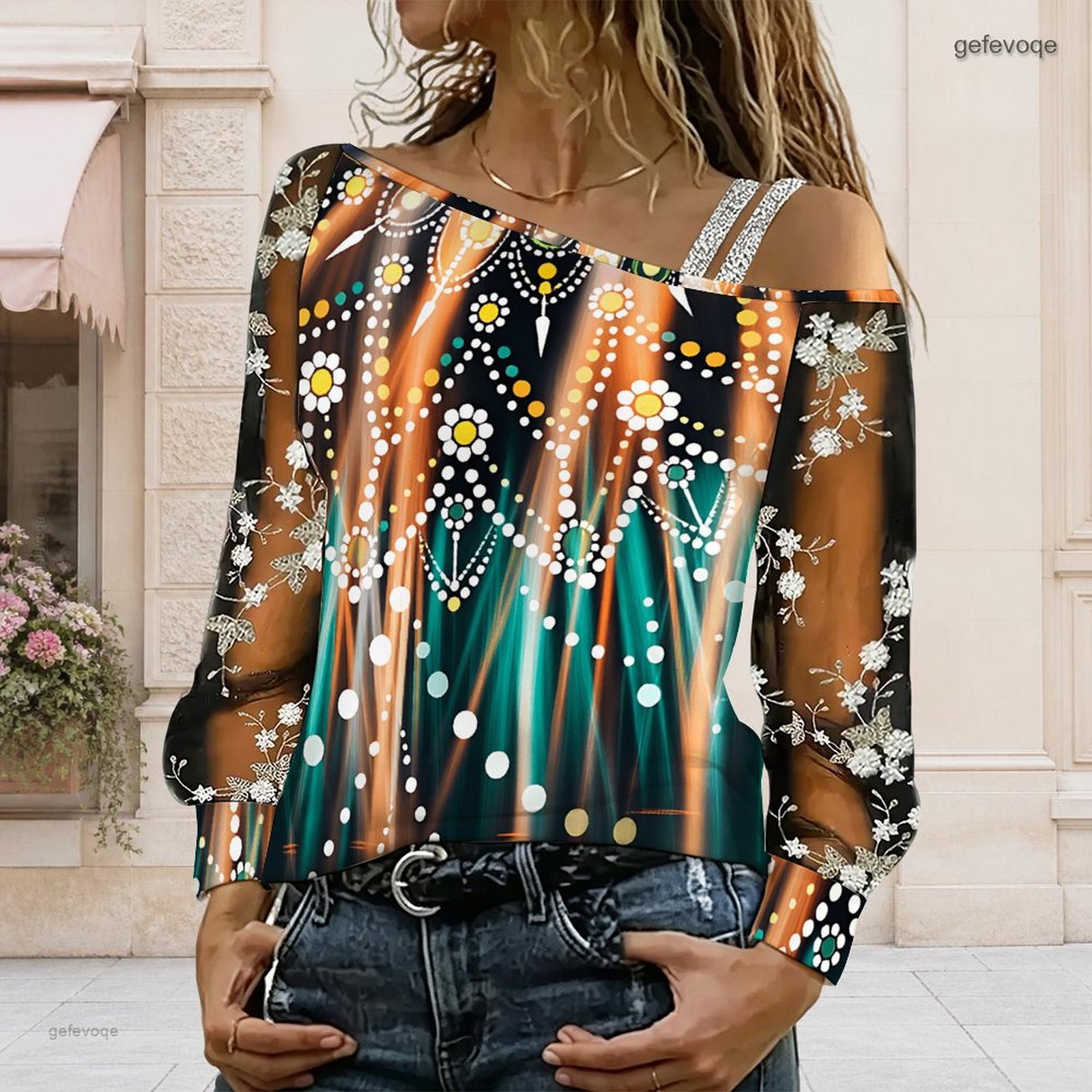 Blouse Off Shoulder - Blusa de Mujer con Hombros Descubiertos,