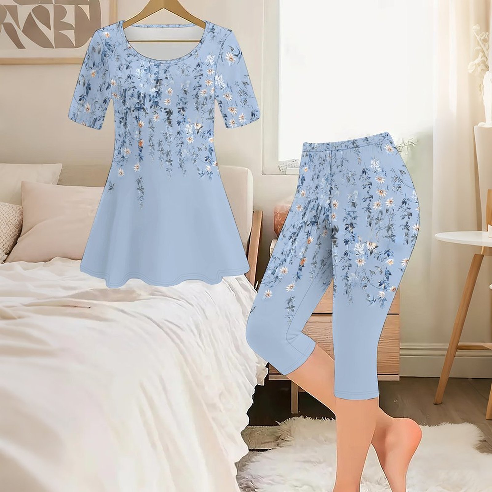 Romper Floral Print - Conjunto de Dos Piezas con Estampado