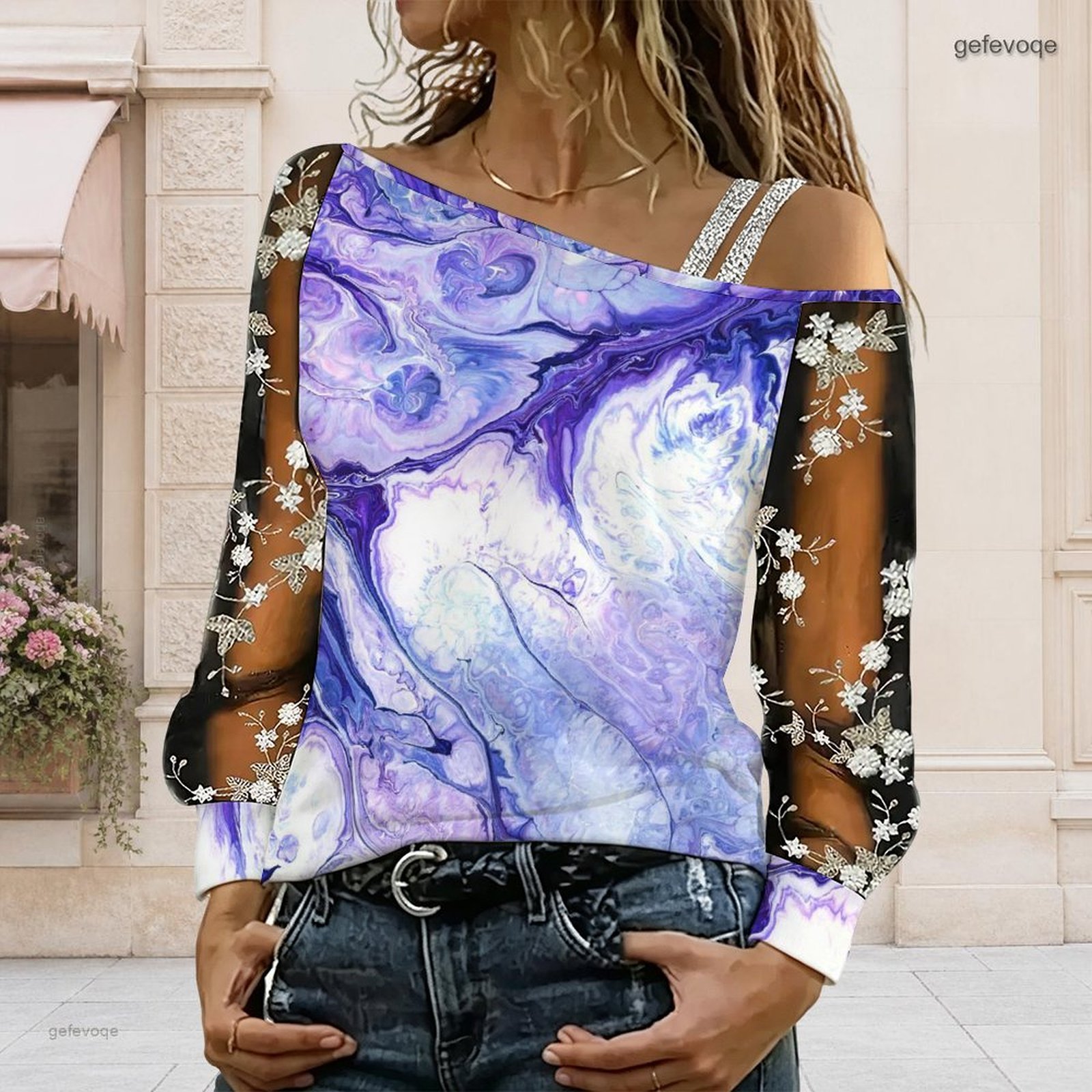 Blouse Off Shoulder - Blusa de Mujer con Hombros Descubiertos,