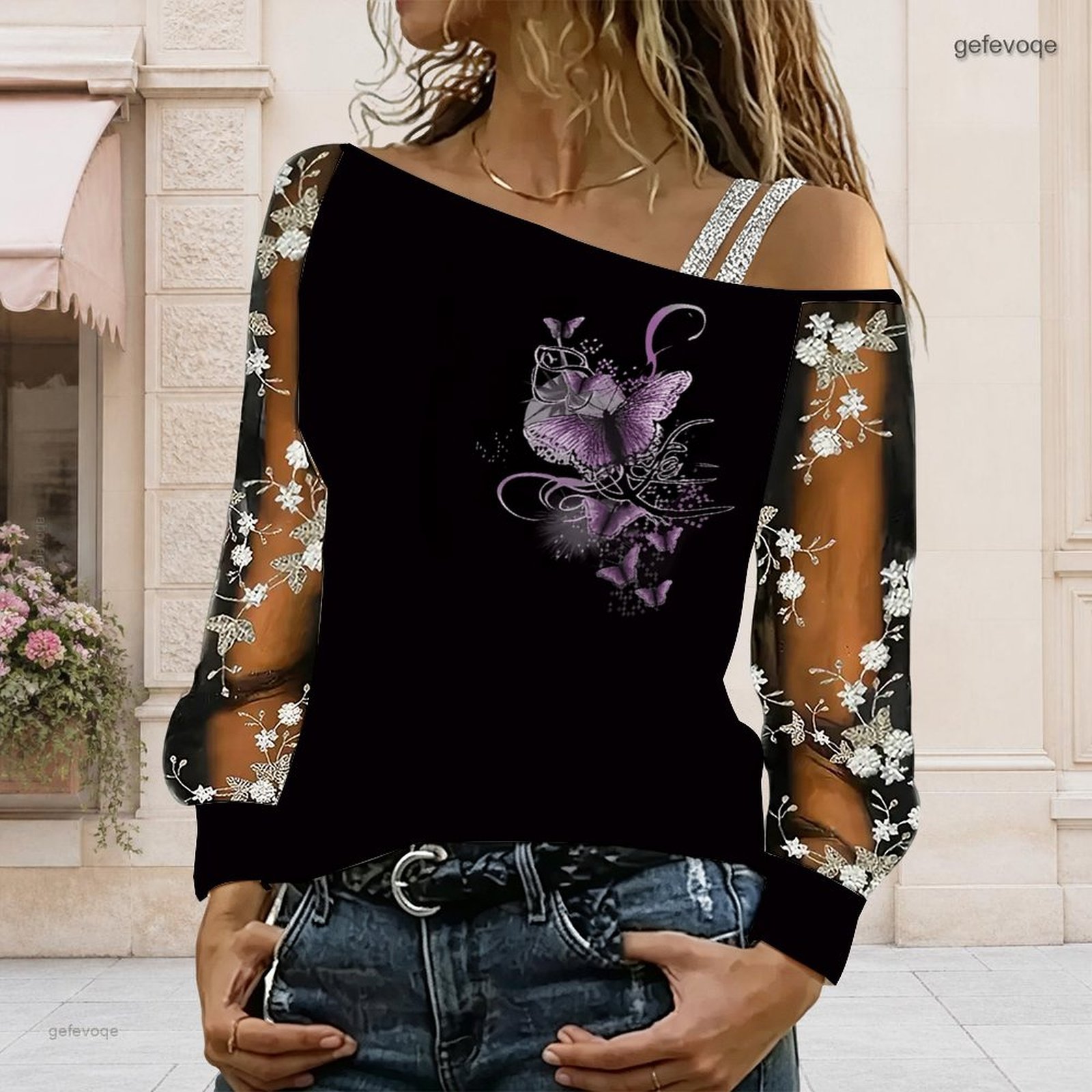 Blouse Off Shoulder - Blusa de Mujer con Hombros Descubiertos,