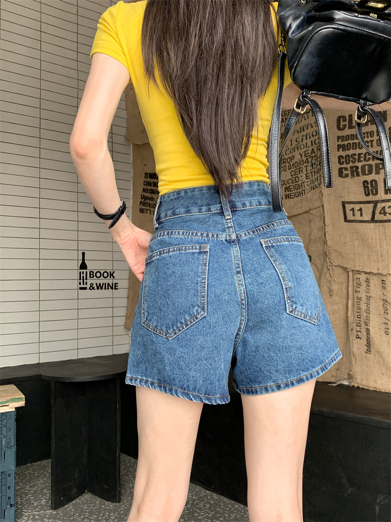 Shorts de mezclilla azul para  - Shorts Denim Frayed reseña y precio