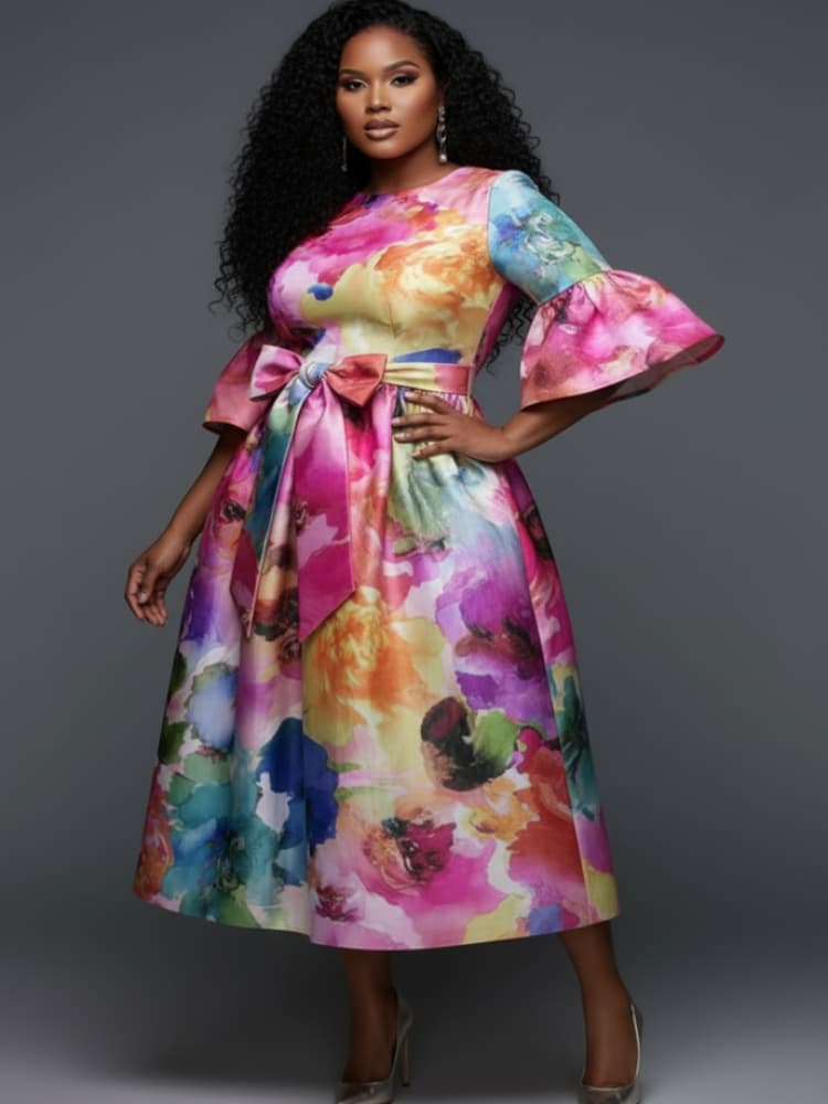 Vestido midi de talla grande c - Midi Skirt Floral reseña y precio
