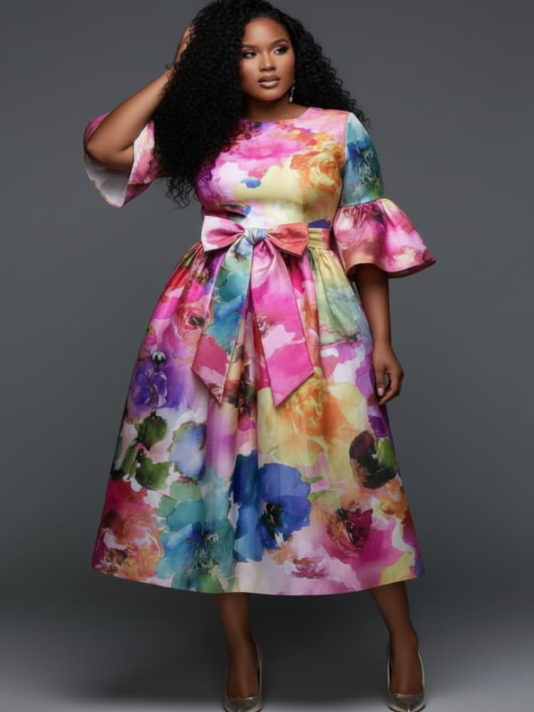 Vestido midi de talla grande c - Midi Skirt Floral reseña y precio